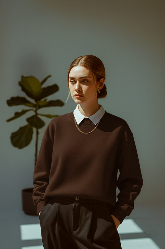 Cozy Women's Soft Fleece Collar Sweatshirt: Stylish Relaxed Fit Everyday Top